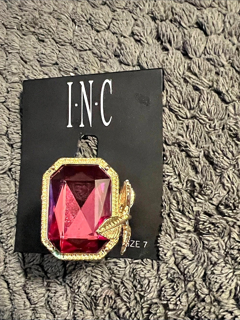 INC International Concepts Leaf Scrollwork Statement Ring Statement Ring in Red